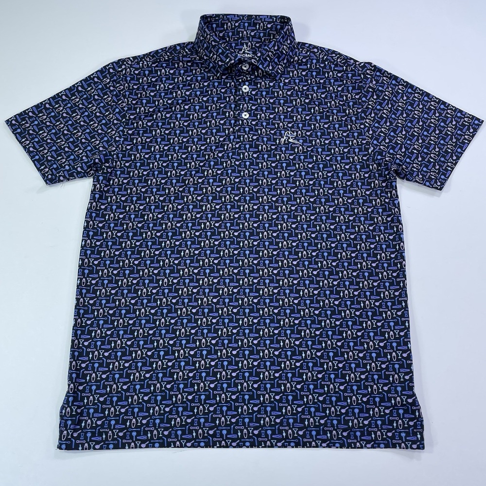 Rhoback Polo Shirt Men's Small Drinks Old Fashioned Short Sleeve Golf